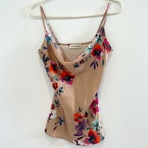 NICHOLAS Anais Floral Print Silk Draped Camisole